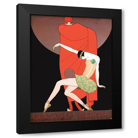 Mexican Magazine Cover 1920 Revista de Revistas Black Modern Wood Framed Art Print with Double Matting by Garcia Cabral, Ernesto