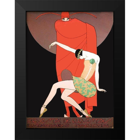 Mexican Magazine Cover 1920 Revista de Revistas Black Modern Wood Framed Art Print by Garcia Cabral, Ernesto