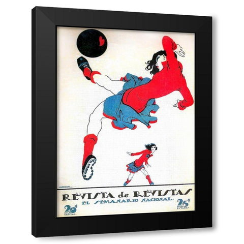 Mexican Magazine Cover 1920 Womens Soccer Black Modern Wood Framed Art Print with Double Matting by Garcia Cabral, Ernesto