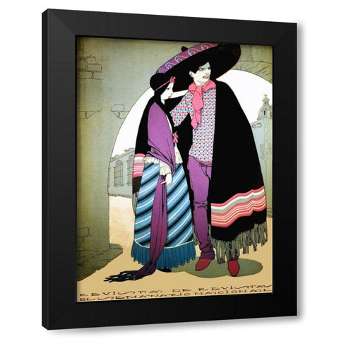 Mexican Magazine Cover 1920 Couple Black Modern Wood Framed Art Print with Double Matting by Garcia Cabral, Ernesto
