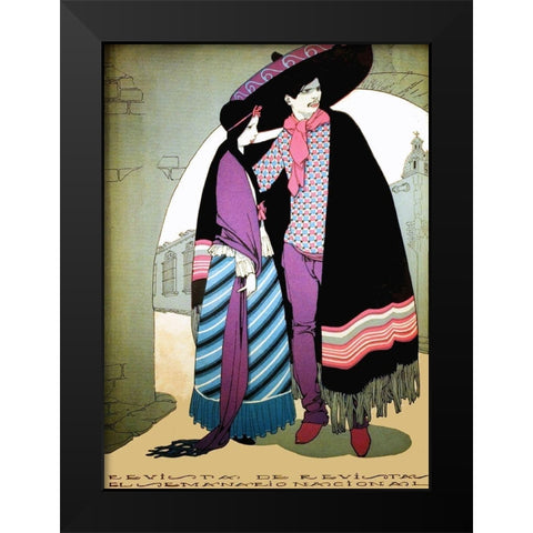 Mexican Magazine Cover 1920 Couple Black Modern Wood Framed Art Print by Garcia Cabral, Ernesto