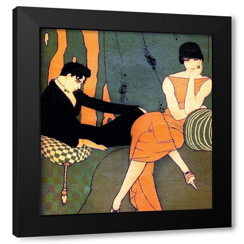 Mexican Magazine Cover 1920 Boredom Black Modern Wood Framed Art Print with Double Matting by Garcia Cabral, Ernesto