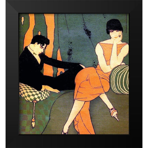 Mexican Magazine Cover 1920 Boredom Black Modern Wood Framed Art Print by Garcia Cabral, Ernesto