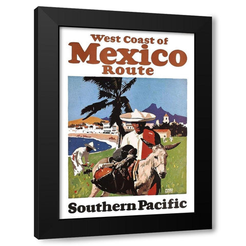 West Coast of Mexico Route, Southern Pacific Black Modern Wood Framed Art Print with Double Matting by Logan, Maurice George