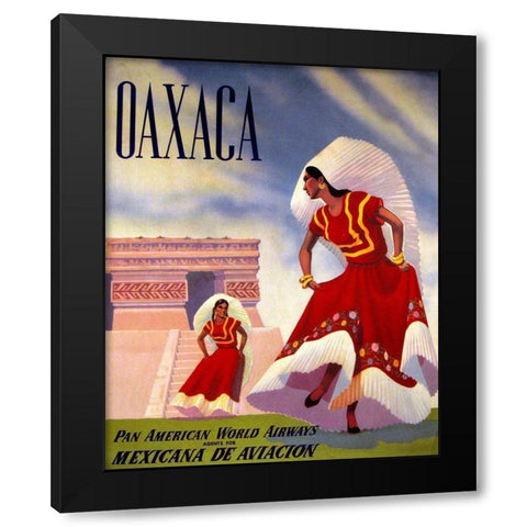 Oaxaca, Mexico, Pan American Black Modern Wood Framed Art Print with Double Matting by Vintage Mexico Travel Poster