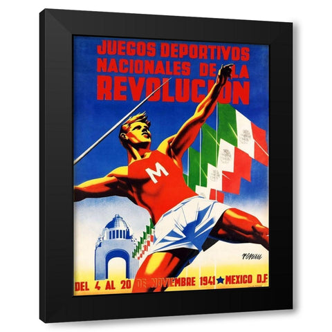 Juegos Deportivos Nacionales de la Revolucion, Mexico Black Modern Wood Framed Art Print with Double Matting by Renau Montoro, Josep