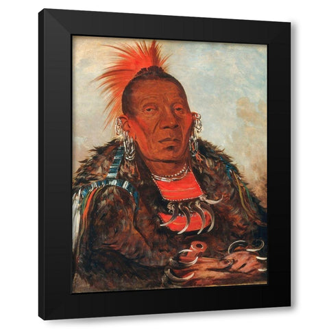 Wah ro nee sah, The Surrounder, Chief of the Tribe Black Modern Wood Framed Art Print by Catlin, George