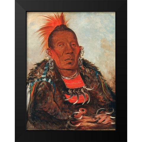 Wah ro nee sah, The Surrounder, Chief of the Tribe Black Modern Wood Framed Art Print by Catlin, George