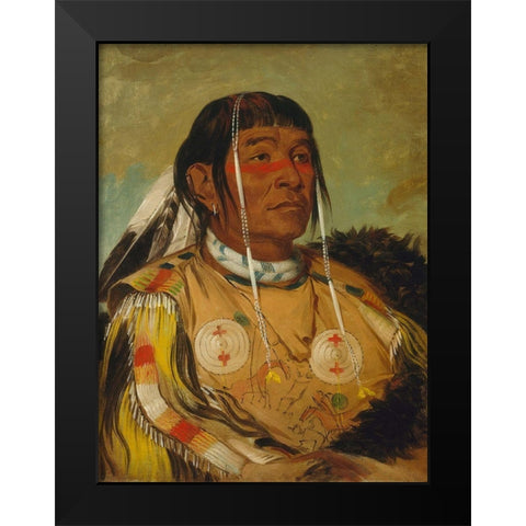 Sha co pay, The Six, Chief of the Plains Ojibwa Black Modern Wood Framed Art Print by Catlin, George