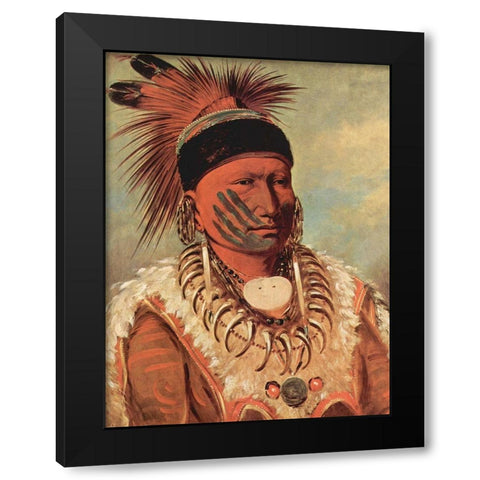 The White Cloud, Head Chief of the Iowas Black Modern Wood Framed Art Print by Catlin, George