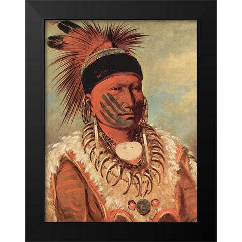 The White Cloud, Head Chief of the Iowas Black Modern Wood Framed Art Print by Catlin, George