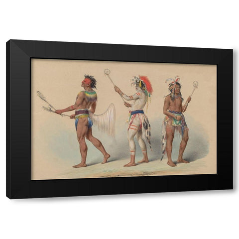 Ball Players, 1844 Black Modern Wood Framed Art Print by Catlin, George