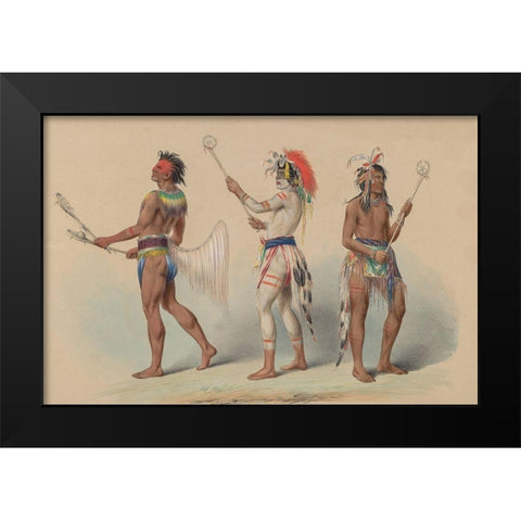 Ball Players, 1844 Black Modern Wood Framed Art Print by Catlin, George