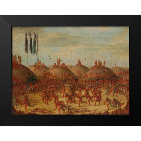 The Last Race, Mandan O kee pa Ceremony Black Modern Wood Framed Art Print by Catlin, George