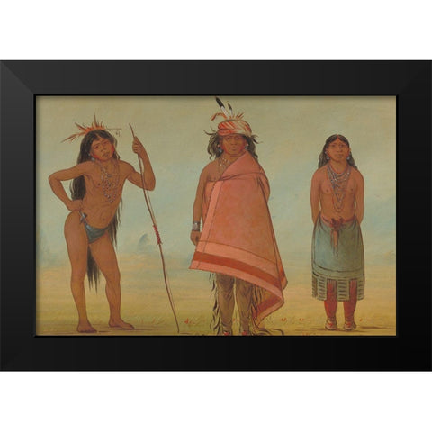 Cochimtee Chief, His Wife, and a Warrior Black Modern Wood Framed Art Print by Catlin, George