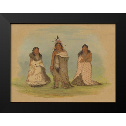 Puncah Indians, 1861 Black Modern Wood Framed Art Print by Catlin, George