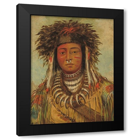 Boy Chief - Ojibbeway Black Modern Wood Framed Art Print by Catlin, George