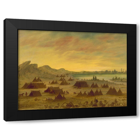 An Apachee Village, 1855-1869 Black Modern Wood Framed Art Print by Catlin, George