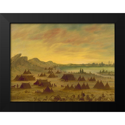 An Apachee Village, 1855-1869 Black Modern Wood Framed Art Print by Catlin, George