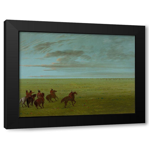 Connibos Starting for Wild Horses Black Modern Wood Framed Art Print by Catlin, George