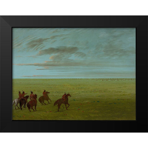 Connibos Starting for Wild Horses Black Modern Wood Framed Art Print by Catlin, George