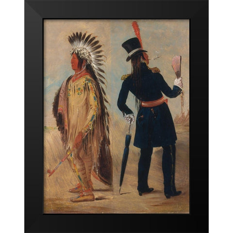 Wi jun jon, Pigeons Egg Head (The Light) Going To and Returning From Washington Black Modern Wood Framed Art Print by Catlin, George