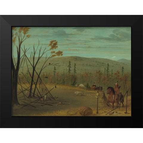 The Cheyenne Brothers Returning from Their Fall Hunt Black Modern Wood Framed Art Print by Catlin, George