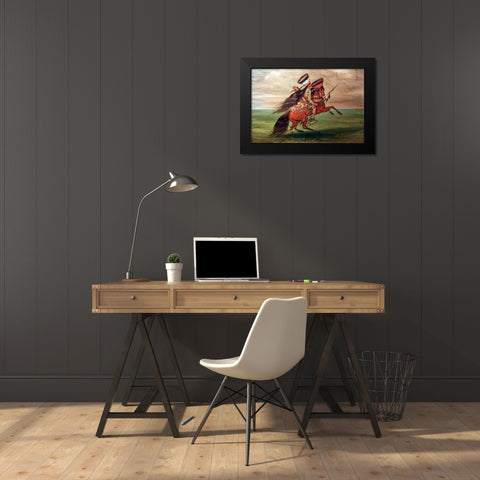 Crow Indian He Who Jumps Over All Black Modern Wood Framed Art Print by Catlin, George