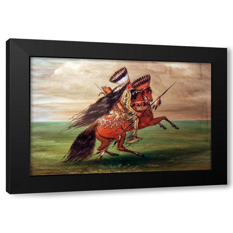 Crow Indian He Who Jumps Over All Black Modern Wood Framed Art Print by Catlin, George