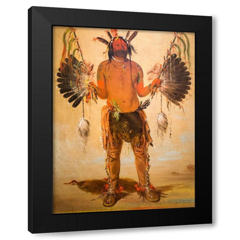 Old Bear, a Medicine Man Black Modern Wood Framed Art Print by Catlin, George