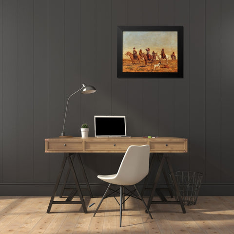 Cowboys Black Modern Wood Framed Art Print by Valle, Angel della