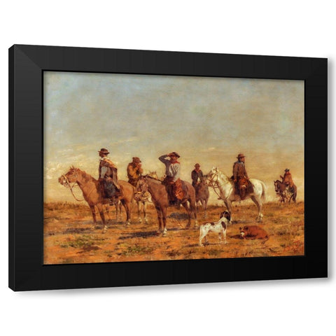 Cowboys Black Modern Wood Framed Art Print with Double Matting by Valle, Angel della