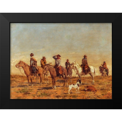 Cowboys Black Modern Wood Framed Art Print by Valle, Angel della