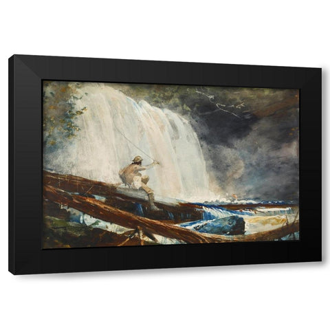 Waterfall in the Adirondacks Black Modern Wood Framed Art Print with Double Matting by Homer, Winslow