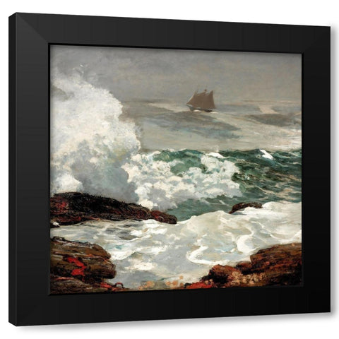 On a Lee Shore Black Modern Wood Framed Art Print with Double Matting by Homer, Winslow