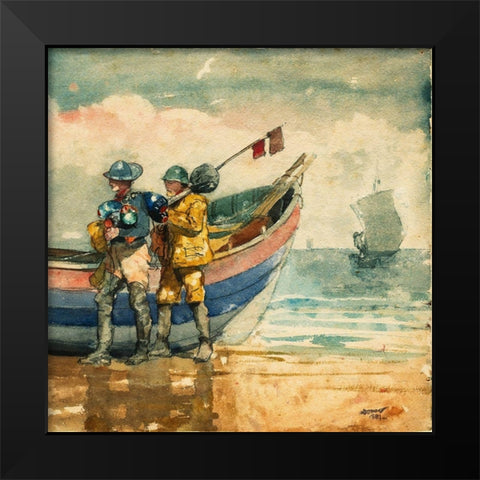 The Return, Tynemouth Black Modern Wood Framed Art Print by Homer, Winslow