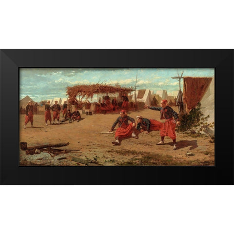 Pitching Quoits Black Modern Wood Framed Art Print by Homer, Winslow