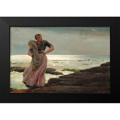 A Light on the Sea Black Modern Wood Framed Art Print by Homer, Winslow