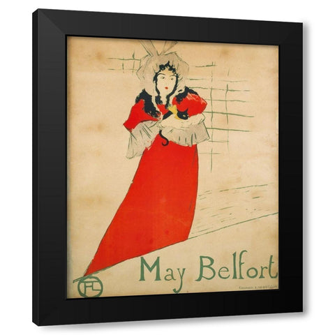 May Belfort Black Modern Wood Framed Art Print with Double Matting by Toulouse-Lautrec, Henri de