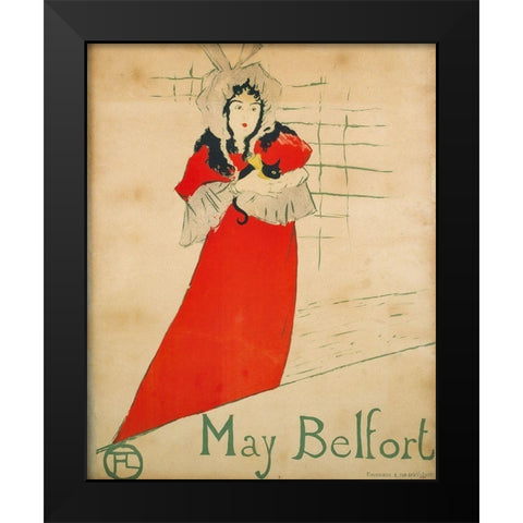 May Belfort Black Modern Wood Framed Art Print by Toulouse-Lautrec, Henri de