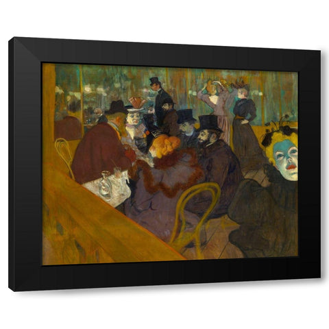 At the Moulin Rouge Black Modern Wood Framed Art Print with Double Matting by Toulouse-Lautrec, Henri de