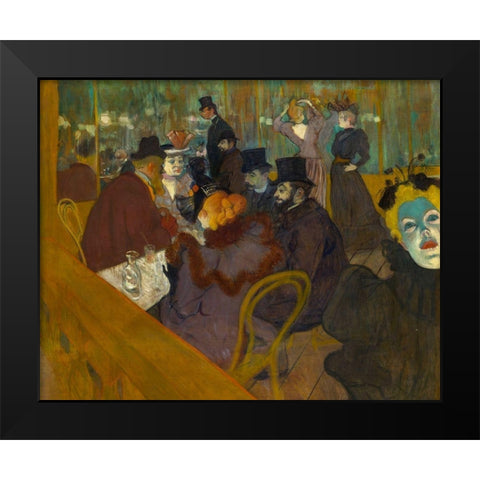 At the Moulin Rouge Black Modern Wood Framed Art Print by Toulouse-Lautrec, Henri de