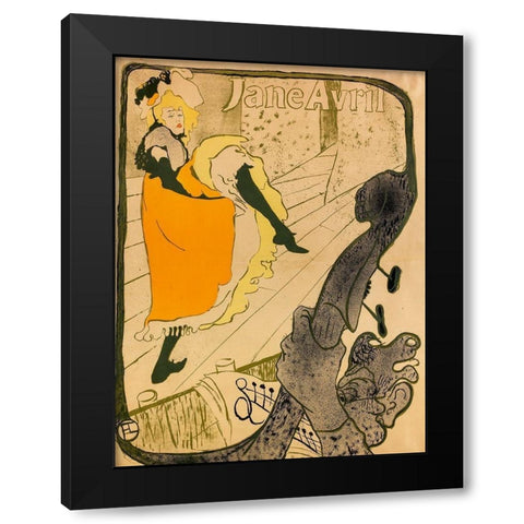 Jane Avril Black Modern Wood Framed Art Print with Double Matting by Toulouse-Lautrec, Henri de