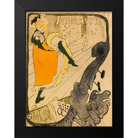 Jane Avril Black Modern Wood Framed Art Print by Toulouse-Lautrec, Henri de