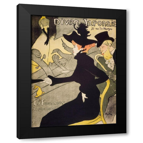 Divan Japonais Black Modern Wood Framed Art Print with Double Matting by Toulouse-Lautrec, Henri de