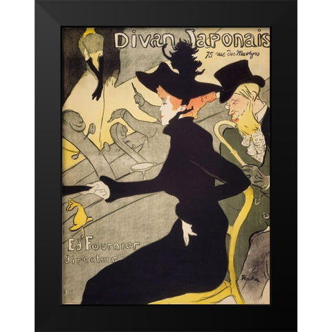 Divan Japonais Black Modern Wood Framed Art Print by Toulouse-Lautrec, Henri de