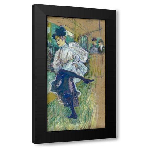 Jane Avril Dancing Black Modern Wood Framed Art Print with Double Matting by Toulouse-Lautrec, Henri de