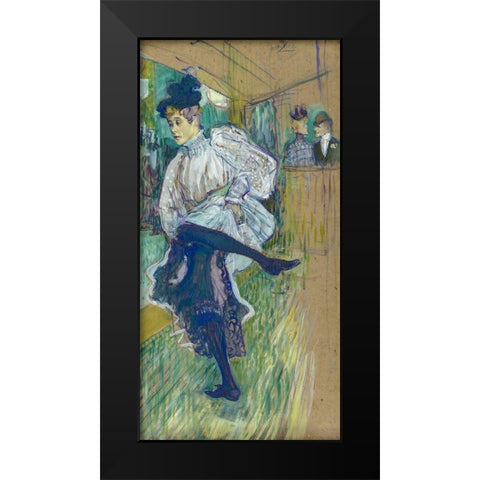 Jane Avril Dancing Black Modern Wood Framed Art Print by Toulouse-Lautrec, Henri de
