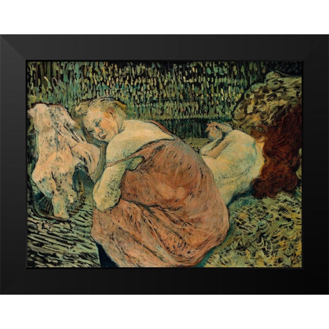 Two Friends Black Modern Wood Framed Art Print by Toulouse-Lautrec, Henri de