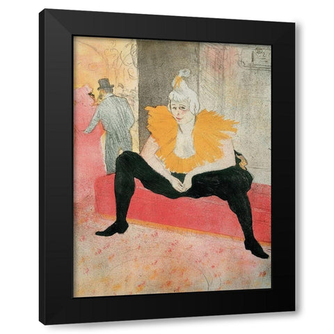 La Clownesse assise Black Modern Wood Framed Art Print by Toulouse-Lautrec, Henri de